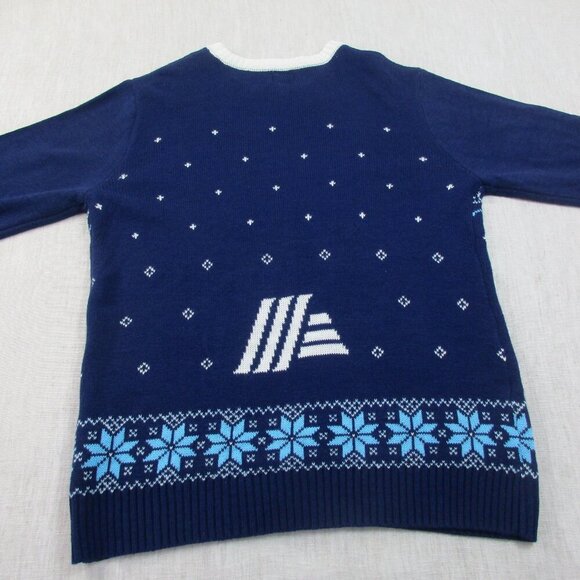 Aldi Gear Christmas Sweater Womens‎ Large Navy Reindeer Snowflake Knit Crew Neck - Picture 2 of 10